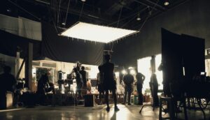 Making of movie video in big production studio