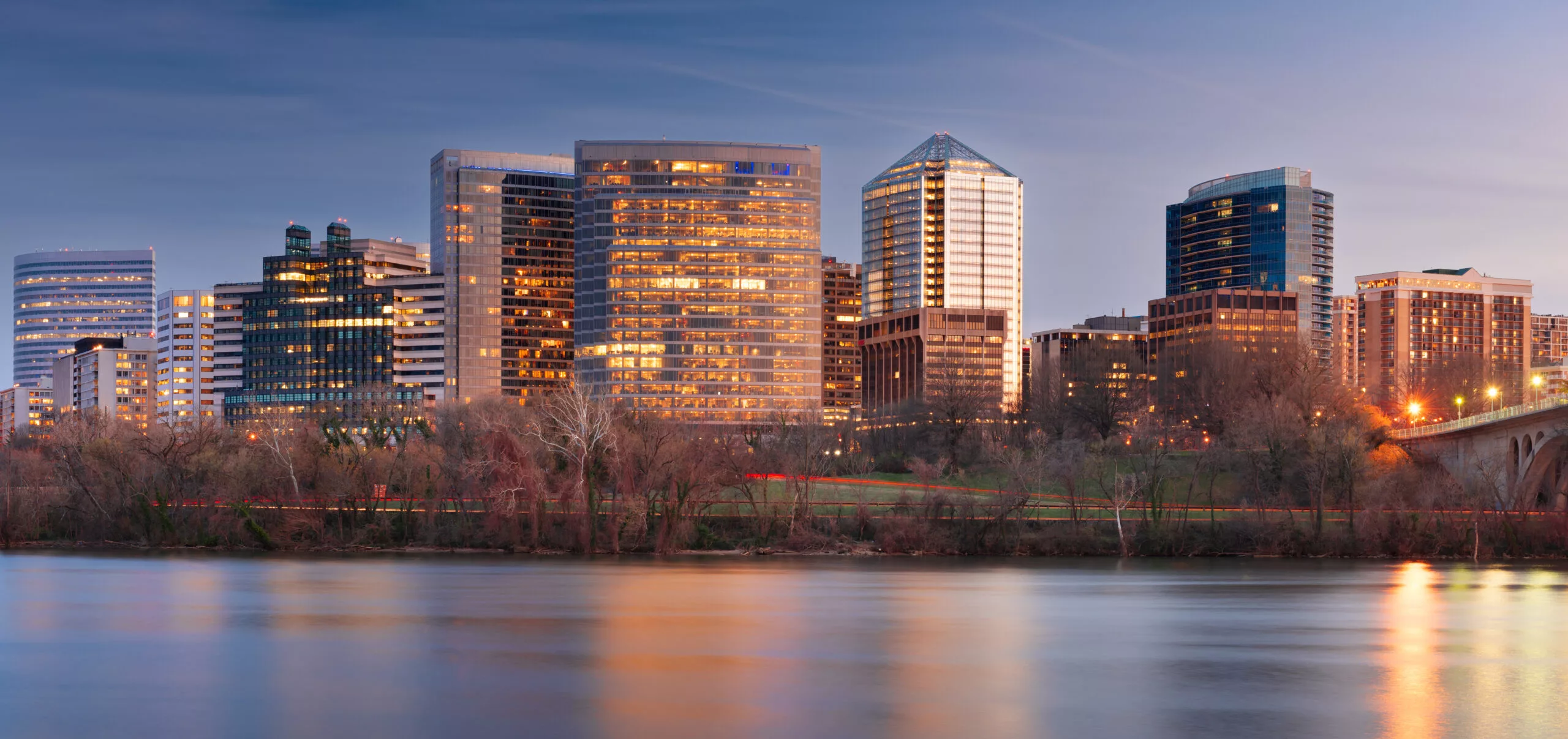 Rosslyn, Arlington, Virginia skyline along the Potomac River